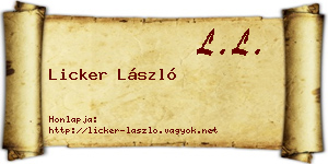 Licker László névjegykártya
