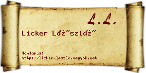 Licker László névjegykártya